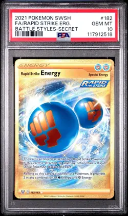 Pokemon TCG Rapid Strike Energy Gold Secret Rare 182/163 Battle Styles PSA 10 - Image 2