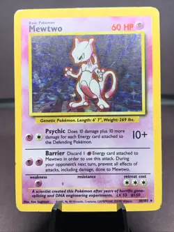 Pokemon TCG Mewtwo 10/102 Base Set Holo Rare WOTC VTG MP - Image 1