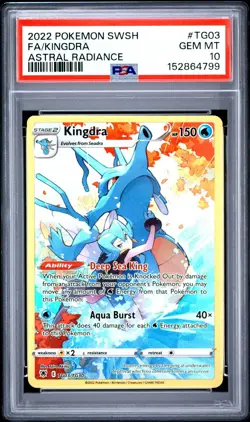 PSA 10 GEM MINT Kingdra Astral Radiance Full Art Holo Pokemon 2022 SWSH TG03 - Image 1