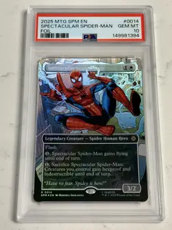 MTG FOIL PSA 10 GEM MINT Spectacular Spider-Man 2025 Borderless Card SPM 0014 - Image 1