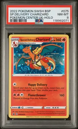 Special Delivery Charizard Holo 075 Pokemon Center UK PSA 8 HD GALAXY SWIRL TAIL - Image 1
