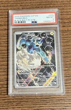 2025 POKEMON SVP EN-SV BLACK BOLT POKEMON CENTER ETB PROMO #209 THUNDURUS PSA 8 - Image 1