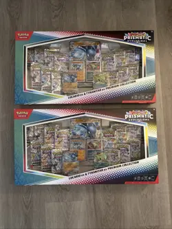 2 x Pokemon Prismatic Evolutions Lucario EX and Tyranitar EX Premium Collection - Image 1