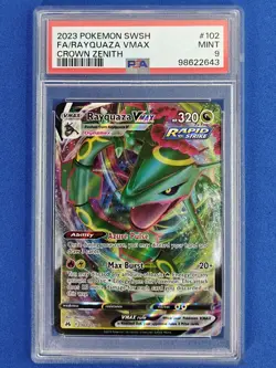 🔵 Pokemon TCG Sword & Shield Crown Zenith RAYQUAZA VMAX Full Art #102 PSA 9 - Image 1