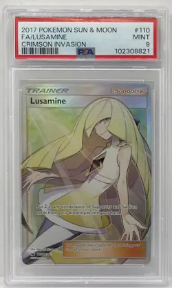 2017 Pokemon Sun & Moon Crimson Invasion #110 Lusamine Full ART PSA 9 Mint - Image 1