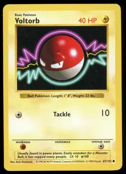 Pokemon TCG - Voltorb - 67/102 - Shadowless Base Set - LP Common (1999) - Image 1