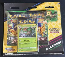 Pokemon Sword & Shield: Crown Zenith – Rillaboom Pin Collection (3‑Pack Blister) - Image 1