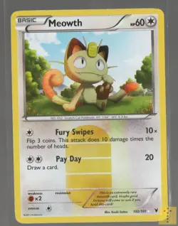 Meowth 102/101 Secret Rare Noble Victories Pokemon Moderately Played - Image 1
