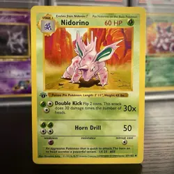 1999 Pokemon TCG Nidorino 1st Edition Shadowless Base Set 37/102 - Image 1