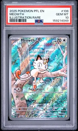 PSA 10 Meowth 106/094 Illustration Rare Phantasmal Flames Pokemon - Image 1