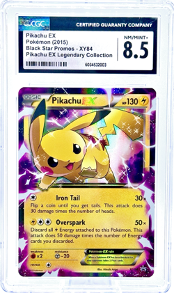 2015 Pokemon Legendary Collection Black Star Promo Holo PIKACHU EX #XY84 CGC 8.5 - Image 1