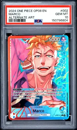 2024 One Piece OP08-002 Marco Alternate Art Leader PSA 10 GEM MINT Two Legends - Image 1