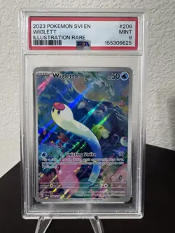 Pokemon TCG Wiglett 206/198 Scarlet & Violet Base Set Full Art Holo Card PSA 9 - Image 1