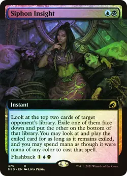MTG FOIL Siphon Insight Extended Art - Innistrad: Midnight Hunt #375 - Image 1