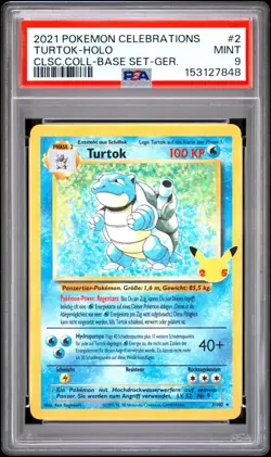 2021 Pokemon Turtok Celebrations #2 PSA 9 Deutsch 25. Jubilaum Base Set reprint - Image 1