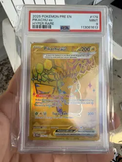 Pikachu EX Prismatic Evolutions Holo Hyper Rare Card 179/131 SV PSA 9 Pokemon - Image 1
