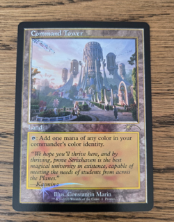 MTG Strixhaven: Omens of Chaos Command Tower Foil Retro Frame Promo Card NM - Image 1