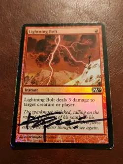 **Signed By Artist** Lightning Bolt - Foil M10 Magic 2010 Mtg Tcg - Image 1
