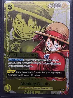 One Piece TCG Monkey D. Luffy P-106 Winner Foil English - Near Mint - Image 1