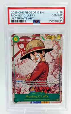 2025 One Piece #OP13-118 Monkey D. Luffy SEC Alt Art Carrying On His Will PSA 10 - Image 1