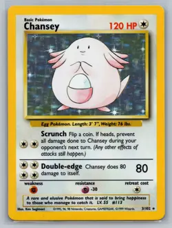 Chansey Base Set #003/102 Holo Rare Pokemon Card - Image 1