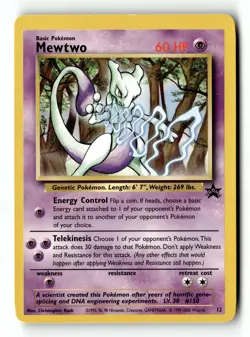 Pokemon Card Mewtwo (12) LP WoTC Promo 12/53 - Image 1