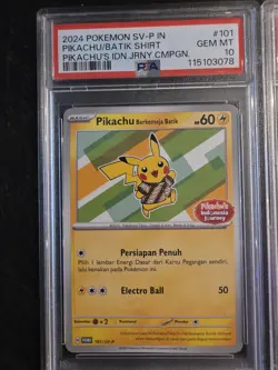 Lot Set PSA 10 Pikachu Batik 101 154 155 190 Indonesia Journey Pokemon - Image 2