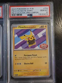 Lot Set PSA 10 Pikachu Batik 101 154 155 190 Indonesia Journey Pokemon - Image 3