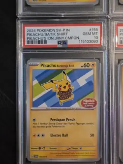 Lot Set PSA 10 Pikachu Batik 101 154 155 190 Indonesia Journey Pokemon - Image 4