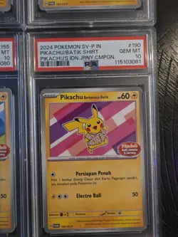 Lot Set PSA 10 Pikachu Batik 101 154 155 190 Indonesia Journey Pokemon - Image 5
