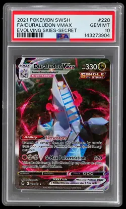 2021 Pokemon Sword And Shield Evolving Skies Duraludon Vmax PSA 10 Secret Rare - Image 1