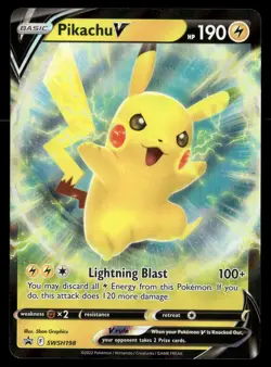 Pikachu V SWSH198 Holo Promo Sword & Shield Promo Pokemon LP - Image 1