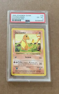 1999 Pokemon TCG Base Set Shadowless Charmander #46 PSA 6 EX MT Rare - Image 1