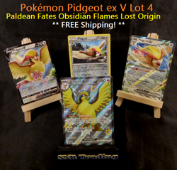 Pokemon Pidgeot ex V 4-Card Lot Paldean Fates Obsidian Flames Lost Origin Holo - Image 1
