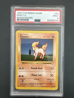 1999 Pokemon Game Ponyta Shadowless Mint 9 - Image 1