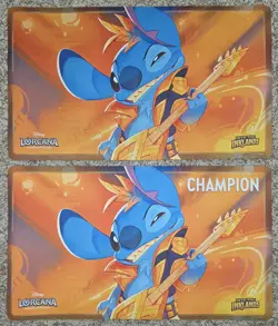Disney Lorcana Stitch Rock Star Store Championship Playmat Champion+Participant - Image 1