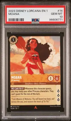 PSA 10 💎 Moana Of Motunui 14/204 First Chapter 2023 Disney Lorcana #14 - Image 1