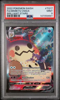 Pokemon Mimikyu VMAX Holo Ultra Rare Card 2022 Brilliant Stars TG17/TG30 PSA 9 - Image 1