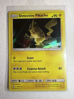 Pokemon TCG Detective Pikachu Holo Rare Card 10/18 Light Play - Image 3