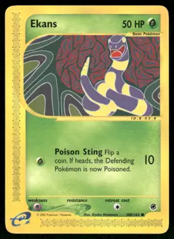 Pokemon Cards Ekans 108/165 Expedition Base Set Common LP *1 - Image 1