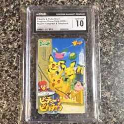 2000 Pokemon TCG NTT Promo Phone Card Pikachu & Pichu Short CGC 10 Japanese - Image 1