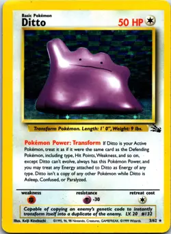 Pokemon Vintage Ditto Holo Rare FO Fossil 03/62 HP - Image 1