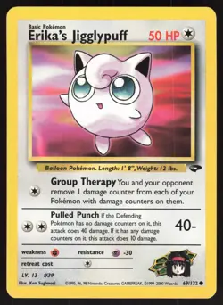 Erika's Jigglypuff 69/132 Common Gym Challenge Pokemon Unlimited Lightly Played - Image 1