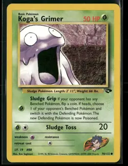 Koga's Grimer 78/132 Common Gym Challenge Pokemon Lightly Played - Image 1