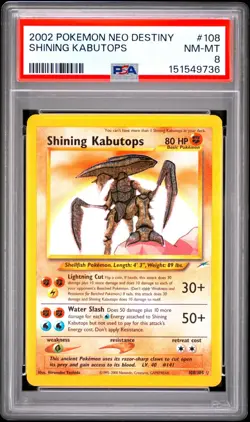 2002 Pokemon Neo Destiny Shining Kabutops PSA 8 Mint #108 Englisch - Image 2