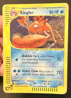 Kingler 15/165 2002 Expedition Base Pokemon Card TCG Vintage WOTC Holo Rare DMG - Image 1