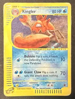 Kingler 15/165 2002 Expedition Base Pokemon Card TCG Vintage WOTC Holo Rare DMG - Image 2