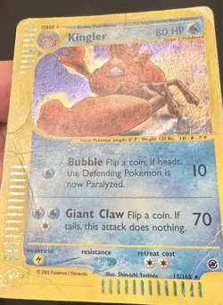 Kingler 15/165 2002 Expedition Base Pokemon Card TCG Vintage WOTC Holo Rare DMG - Image 5
