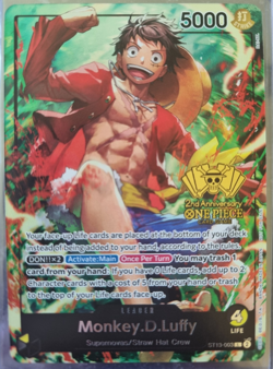 One Piece ST13-003 Game Monkey.D.Luffy 2nd Anniversary Winner Promo ENGLISH - Image 1