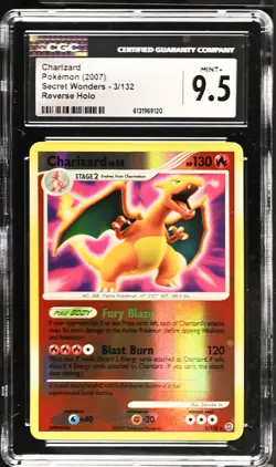 CGC 9.5 MINT+ Charizard 3/132 Reverse Holo Secret Wonders Pokemon Card - Image 1
